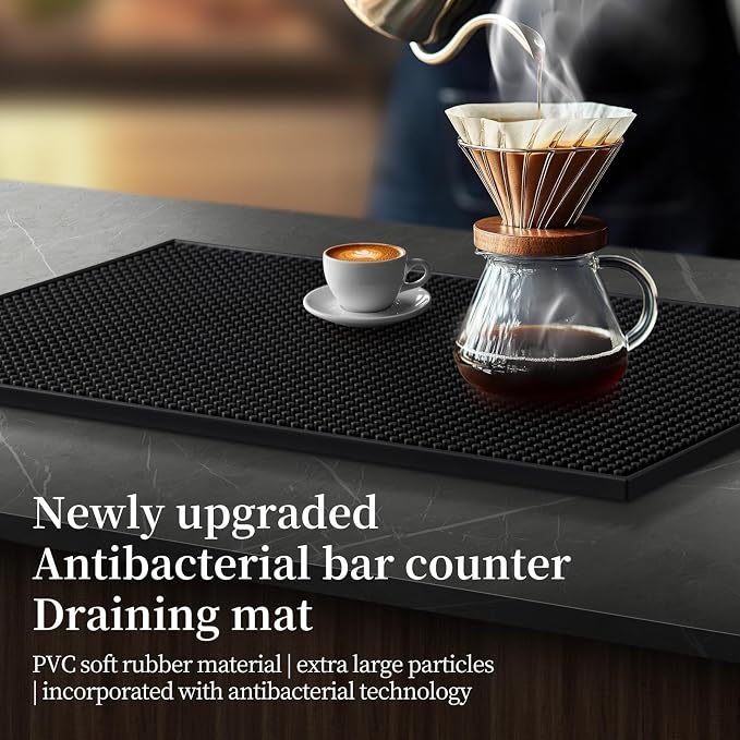 Bar Mats 18"x12" 6 Pack Black, Countertop Coffee Mat - Image 4