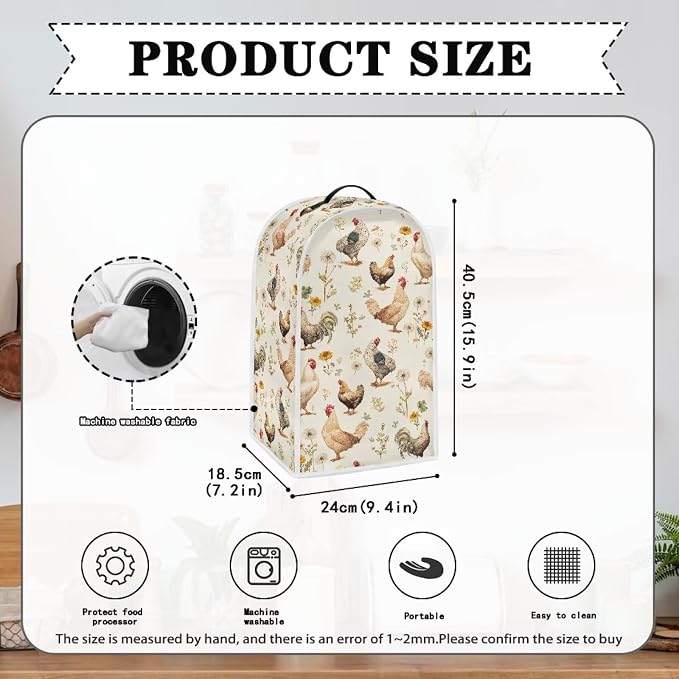 Flowers Rooster Kitchen Appliance Cover – Rustic Farmhouse Style - Image 6