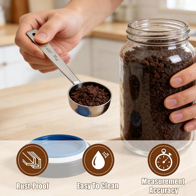 AUEAR, 5 Pack Coffee Measuring Scoop 304 Stainless Steel Spoon 1 Tablespoon - Image 4