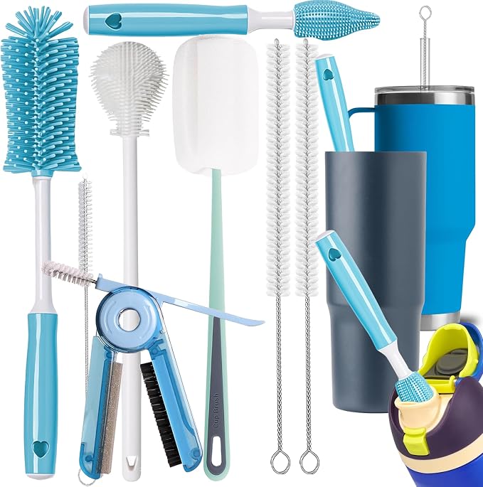 8Pcs Water Bottle Cleaner Brush, 4 in 1 Bottle Gap Cleaner and Long Handle by Dosanlues