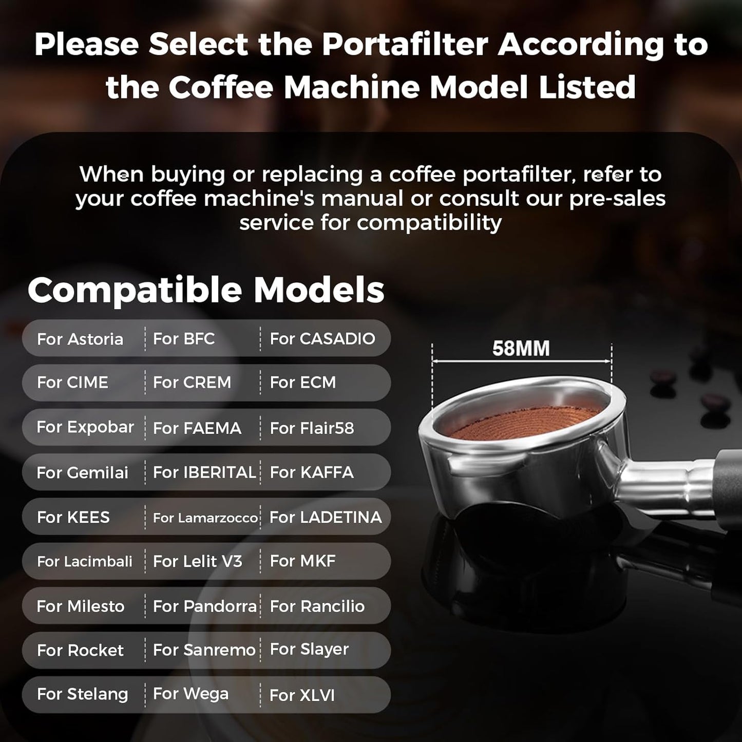 IKAPE 58mm Bottomless Naked Portafilter Black, for E61, Flair 58, ECM, Rocket, Sanremo, Synesso, Slayer, VBM Coffee Machines(20g Basket Included)