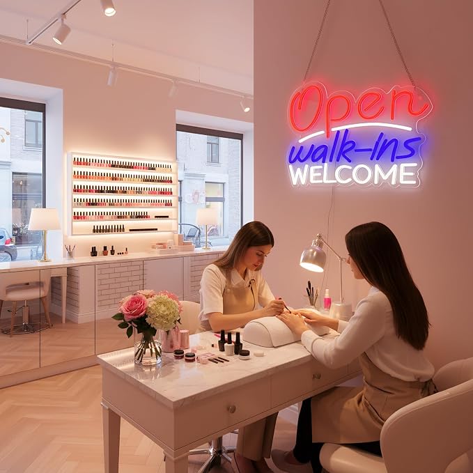Walk-ins Welcome Open Neon Sign - Image 7