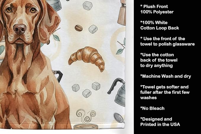 Caroline's Treasures Liver Pointer Coffee Bar Kitchen Towel Velour Plush Front - Image 4