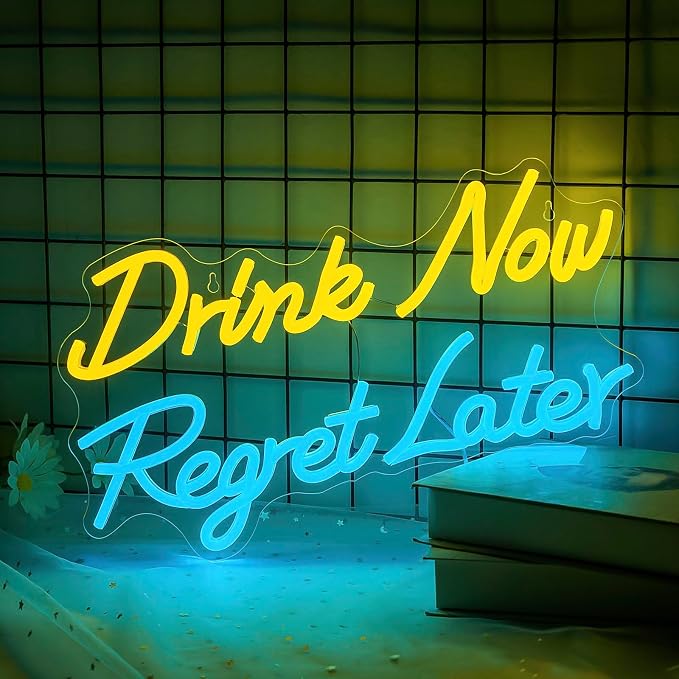 Beer Neon Sign for Man Cave Dimmable Drink Now Regret Later Sign Bar Led Sign by Lurevia