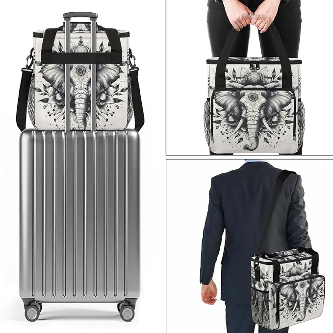 Animal Elephant Coffee Maker Carring Bag, Large Insulated Storage Organizer - Image 7