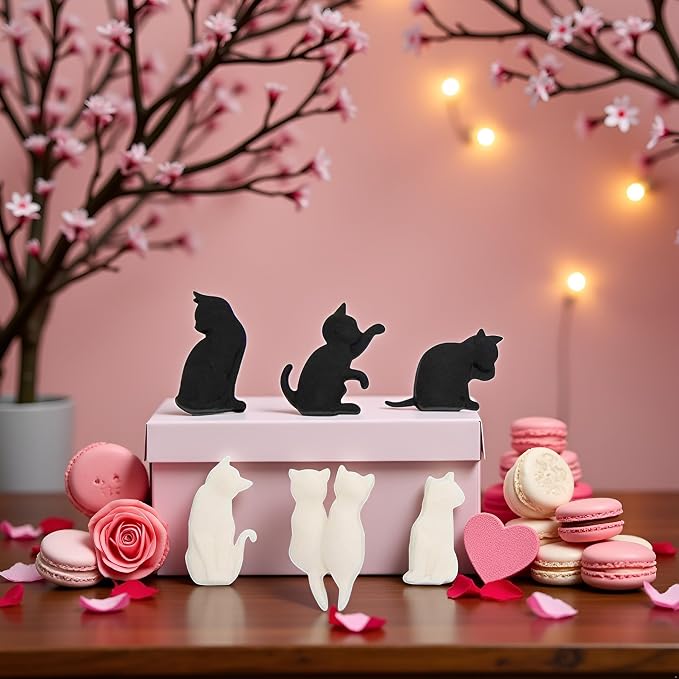 6Pcs Heat-Resistant Silicone Tea Bag Clips Set Cartoon Cat-Shaped Reusable - Image 5