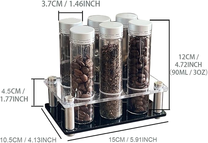6 Pieces Coffee Cellars Tube Glass Storage Containers - Image 3