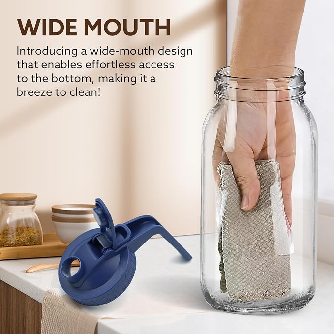 Mihlapi Glass Pitcher with Lid, 64 OZ Mason Jar Pitcher Double Leak Proof - Image 3