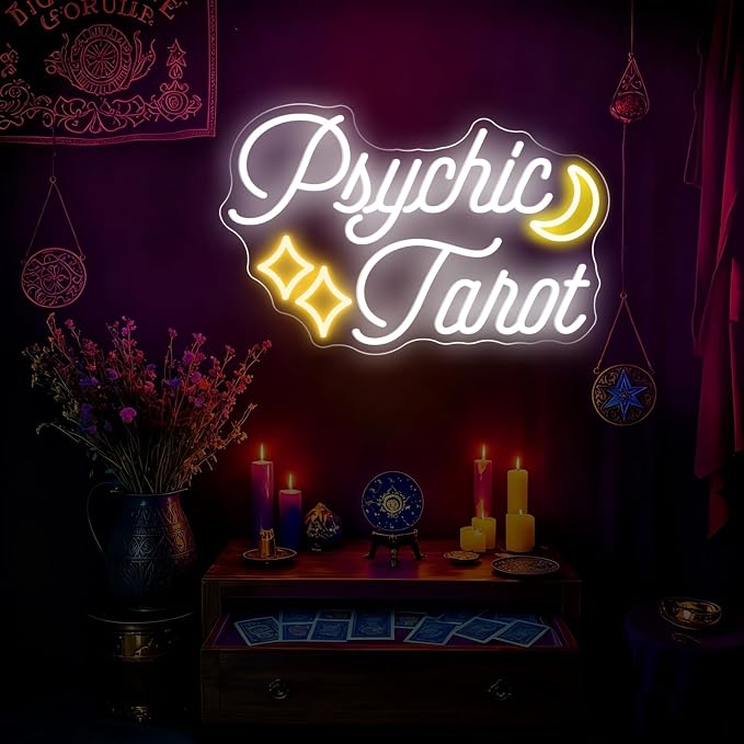 Psychic Tarot Neon Sign With Moon Star - Image 6
