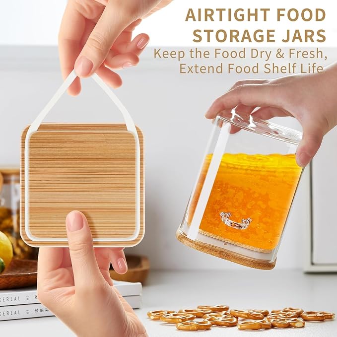 Unbreakable - Glass Jars with Airtight Bamboo Lid and Spoon, Kitchen Canisters - Image 3