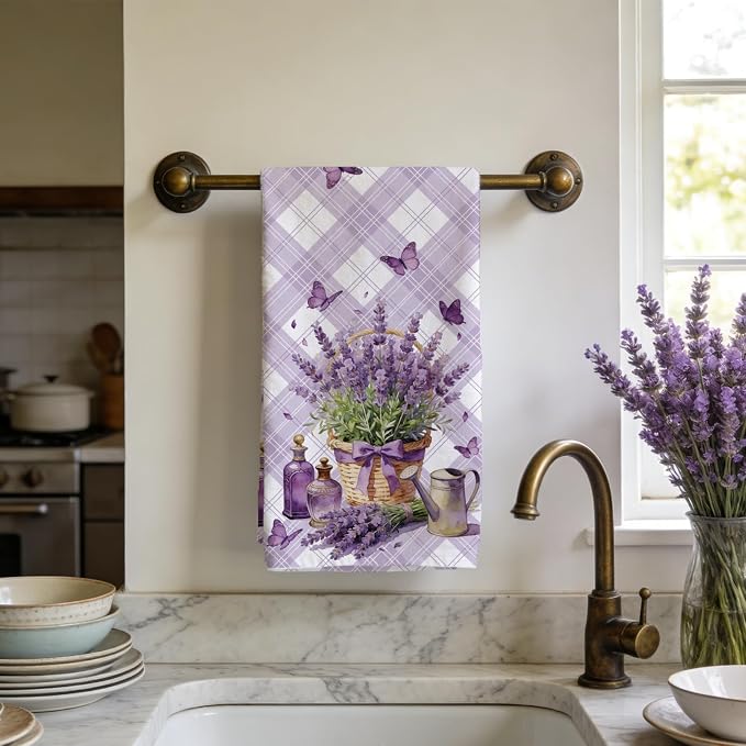 CUTHOLLOW Purple Lavender Decorative Kitchen Towels Set of 4, 25.98"x17.72" - Image 7