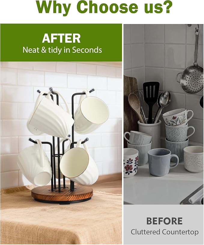 360° Rotating Large Mug Tree for Counter, Coffee Mug Holder - Image 7