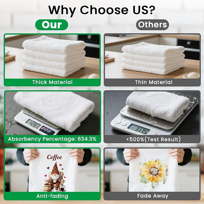 CUTHOLLOW Coffee Decorative Kitchen Towels Set of 4, 15.74"x23.62" Soft & - Image 3