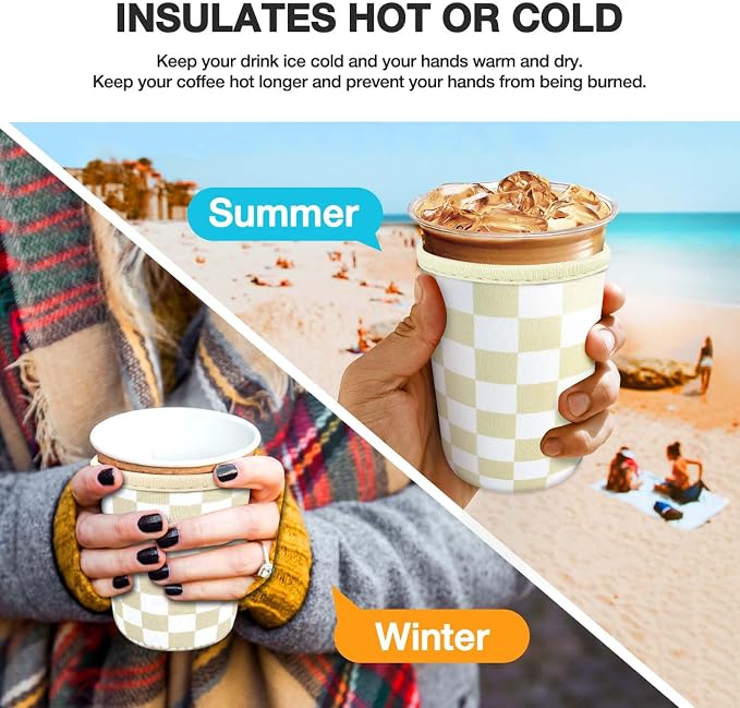 3 Pack Iced Coffee Cup Sleeve for Large Sized Cups, Reusable Neoprene Iced - Image 4