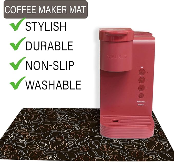 Coffee Maker Mat for Countertop – Absorbent, Non-Slip Coffee Bar Mat, Protects - Image 4