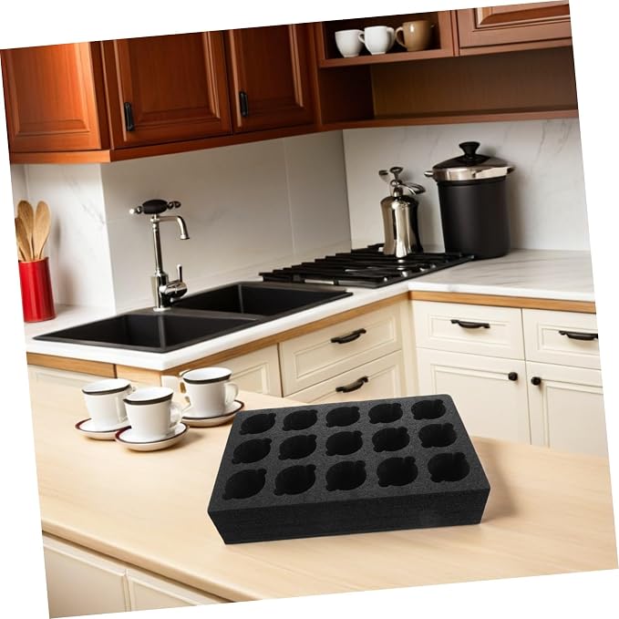 Multi-hole Foam Cup Holder Tray 15-compartment 445x196x100mm Black Beverage - Image 7