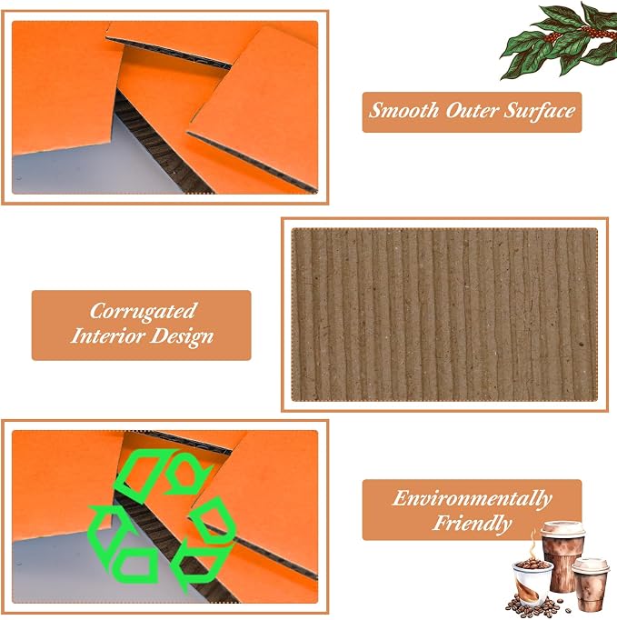 Disposable Coffee Cup Sleeves Corrugated Kraft Paper Coffee Cup Sleeves Holder - Image 5