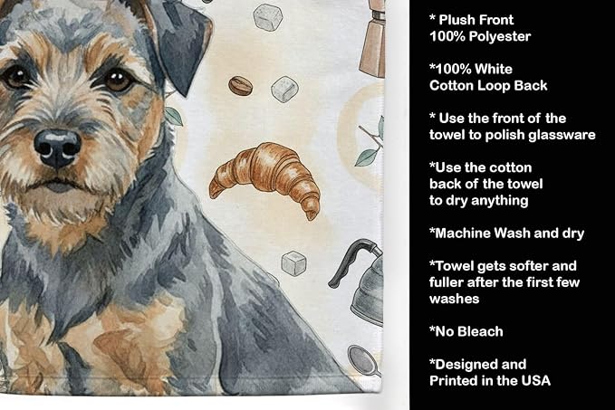 Caroline's Treasures Blue and Tan Border Terrier Coffee Bar Kitchen Towel - Image 4