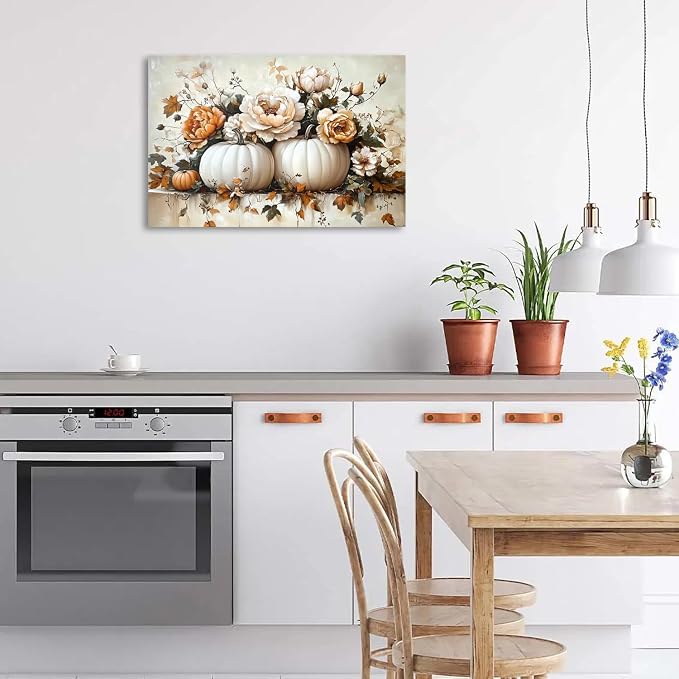 Vintage Fall Flowers Pumpkin Wall Art - Image 2