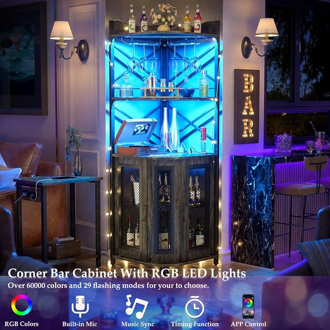 Aheaplus Corner Bar Cabinet - Image 4