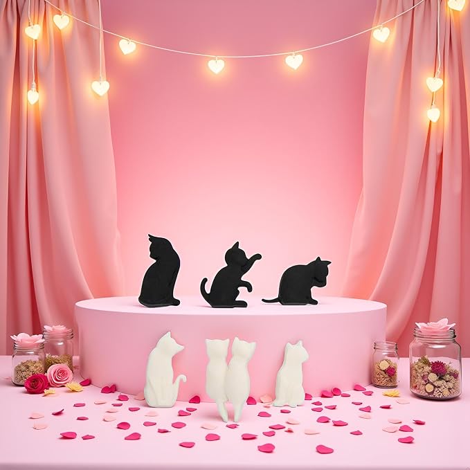 6Pcs Heat-Resistant Silicone Tea Bag Clips Set Cartoon Cat-Shaped Reusable - Image 3