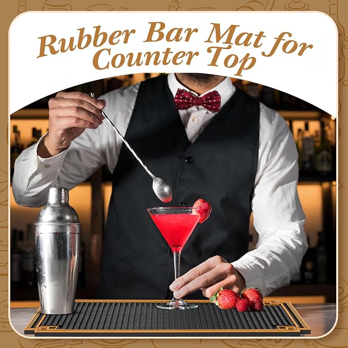 Drydiet 4 Pcs 24 x 4 Inch Bar Mat Non Slip Rubber Mat - Image 4