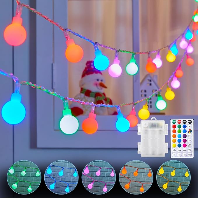 Minetom RGB Globe String Lights - 21FT 60LED Battery Operated by Minetom