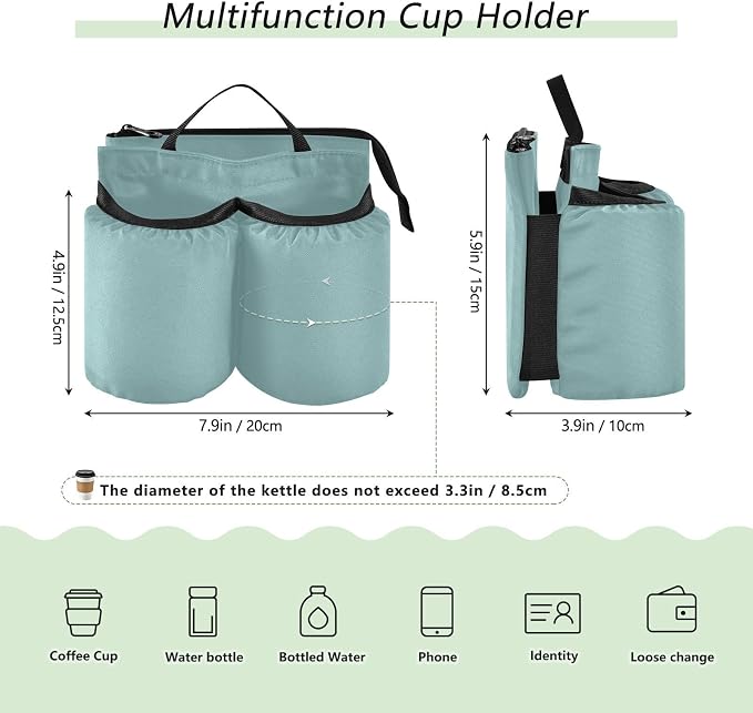 DOMIKING Teal Travel Luggage Cup Holder - Image 2