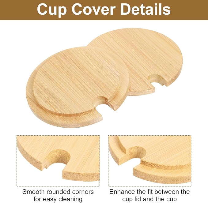 uxcell 4Pcs Bamboo Cup Lid - Image 3