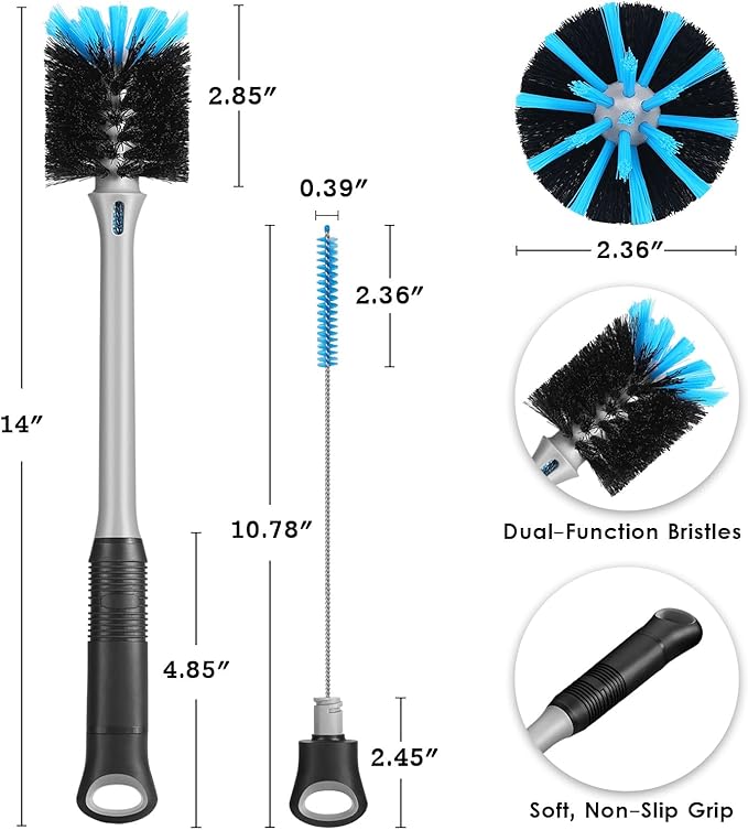 MOSOLAN 2-in-1 Water Bottle Brush and Straw Cleaner Brush, Long Handle Water - Image 4