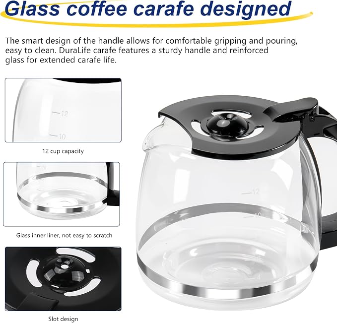 12-Cup Glass Coffee Carafes Replacement Pot 49902 Compatible - Image 6