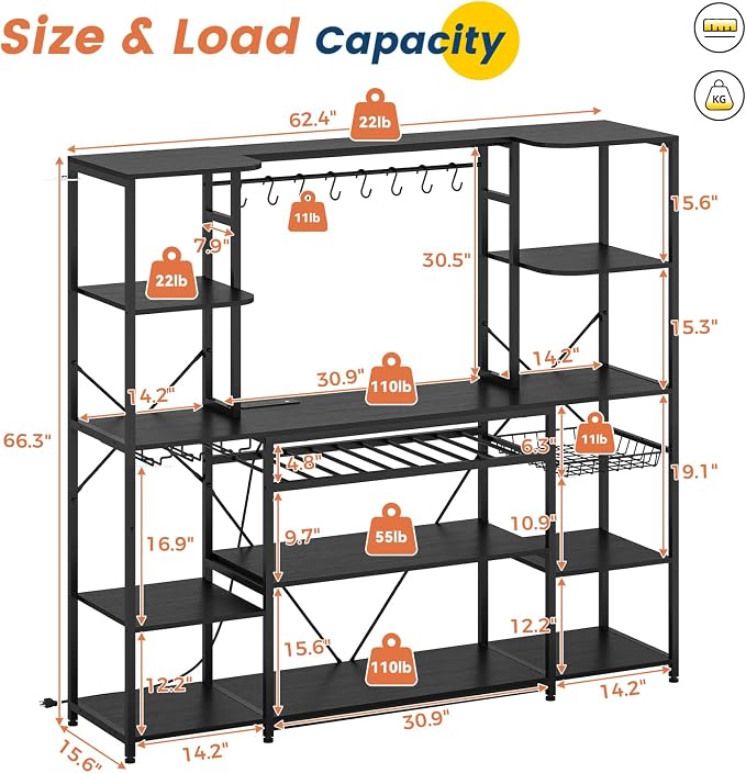 UPOSOJA 62.4in Large Bakers Rack - Image 2