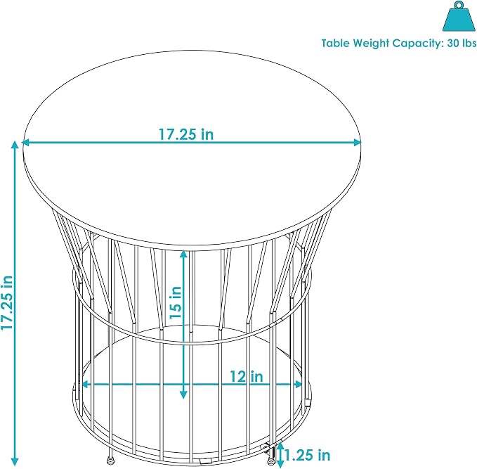 Sunnydaze 17.25-Inch H Modern Pedestal Wire Side Table - Image 3