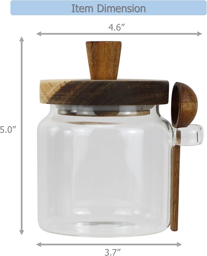 EIKS Glass Jars with Wooden Lids and Scoop, Airtight Food Storage Containers - Image 6