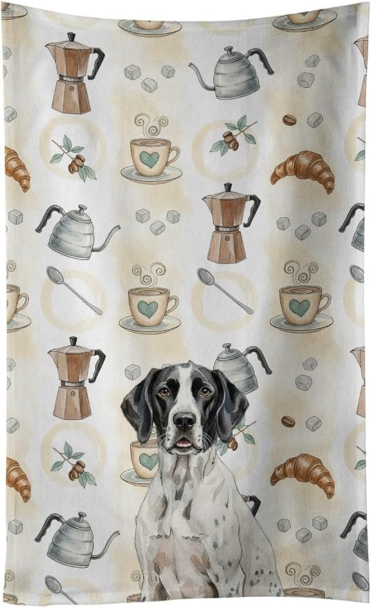 Caroline's Treasures Black and White Pointer Coffee Bar Kitchen Towel Velour by CarolinesTreasures