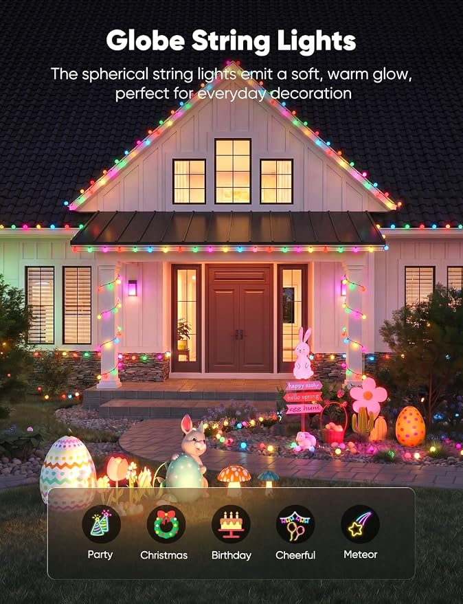 Minetom Globe String Lights, 33 Feet 100 Led Fairy Lights Plug in, 8 Modes - Image 2