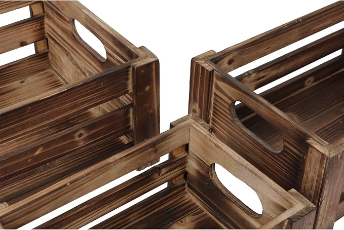 Farmhouse Wooden Nesting Crates Decorative Set of 3, Distressed Crate - Image 6