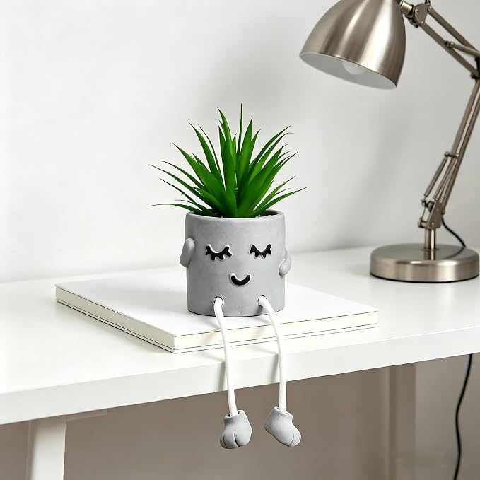 Zerzsy Small Artificial Plants in Cement Pots - Image 7