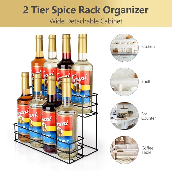 kimilus 8 Bottle Capacity Coffee Syrup Organizer 2 Tier Coffee Syrup Stand Shelf - Image 4