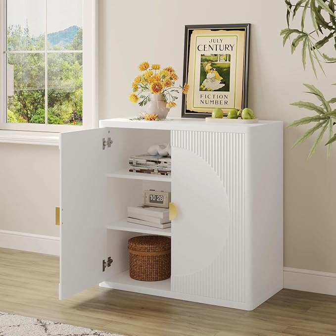 Modern Kitchen Sideboard with Storage, 31.5" Buffet Cabinet with 3 Adjustable - Image 4