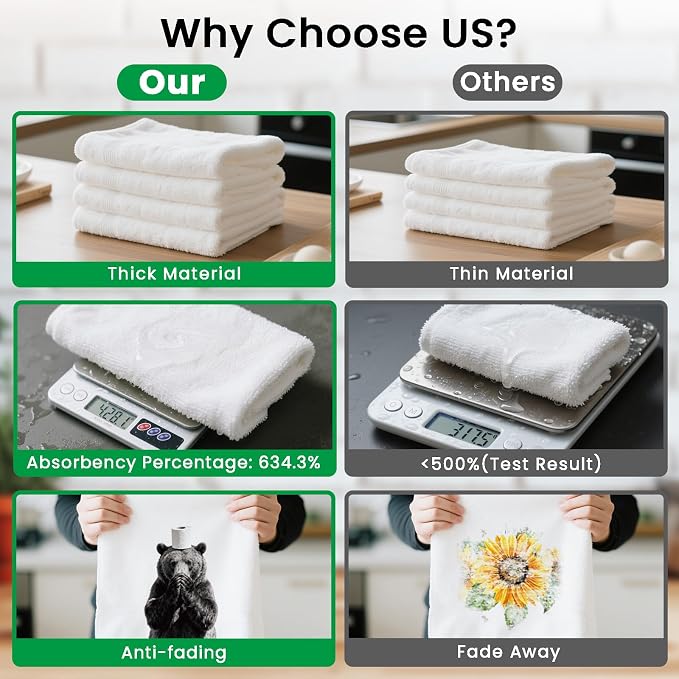 CUTHOLLOW Bear Decorative Kitchen Towels Set of 4, 15.74"x23.62" Soft & - Image 3