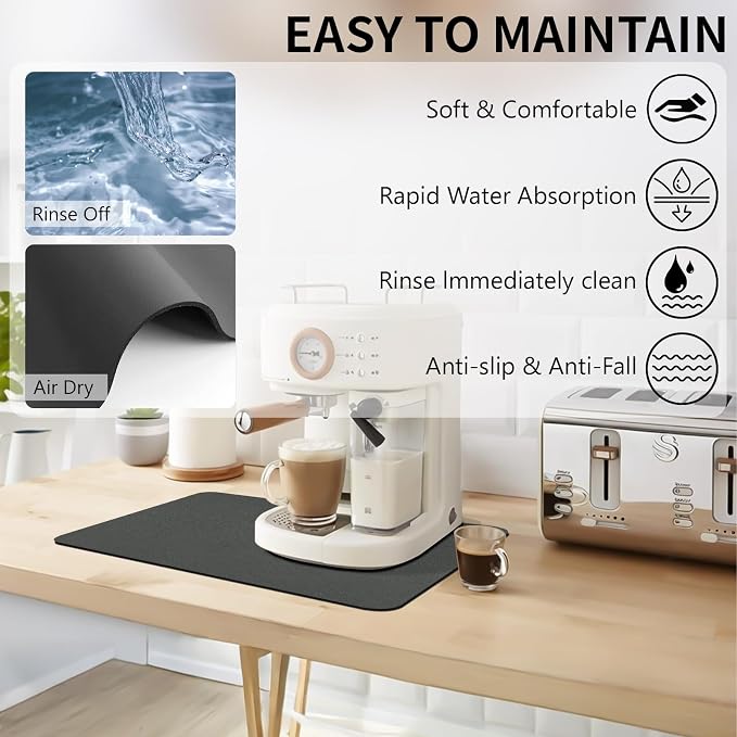 2-Pack Coffee Bar Mats Set for Countertop, Kitchen Counter Mat Fits Under - Image 2