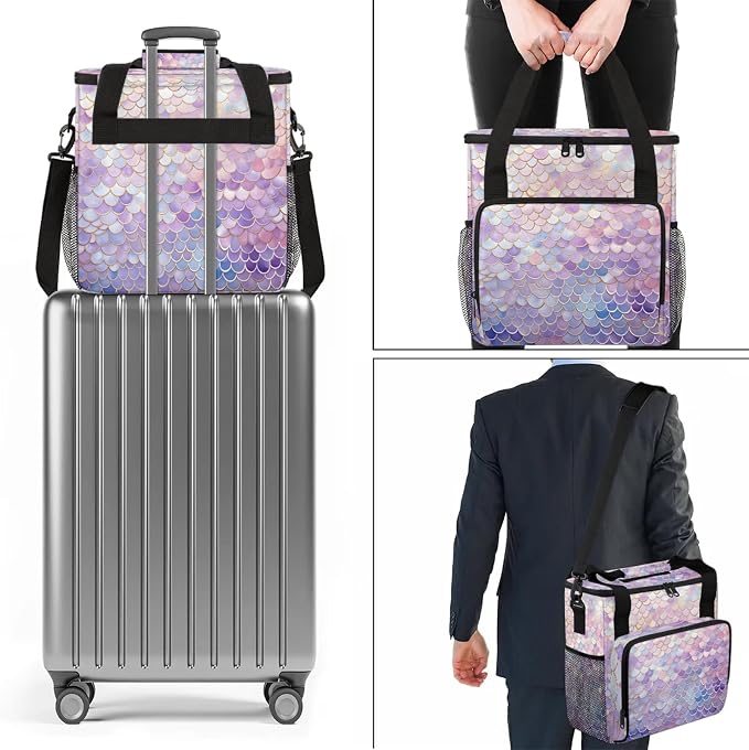 Mermaid Scales Coffee Maker Carring Bag, Large Insulated Storage Organizer Case - Image 7