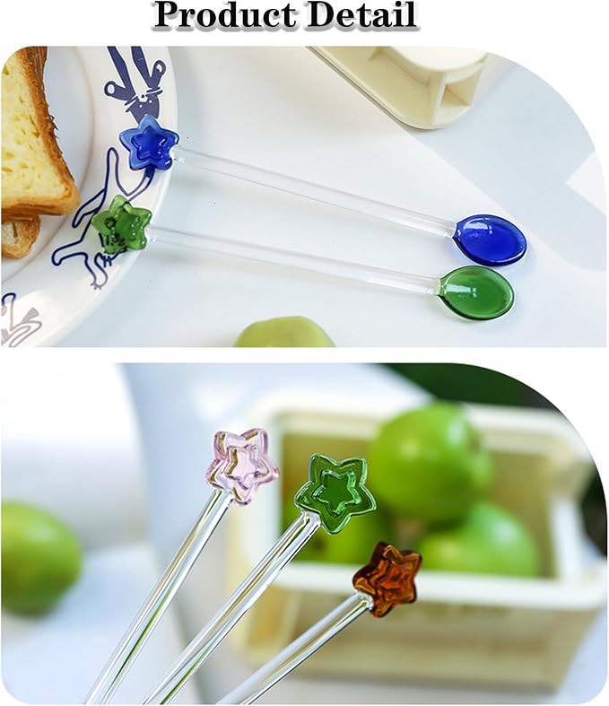 Coffee Glass Spoon, 6.2inch Crystal Clear Stirring Spoons Swizzle Sticks - Image 2