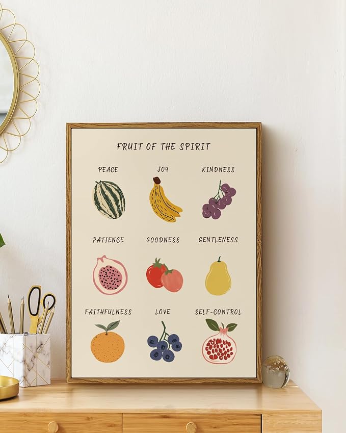 Framed “Fruit of the Spirit” Wall Art 12x16 Canvas Print, Bible Verses - Image 2