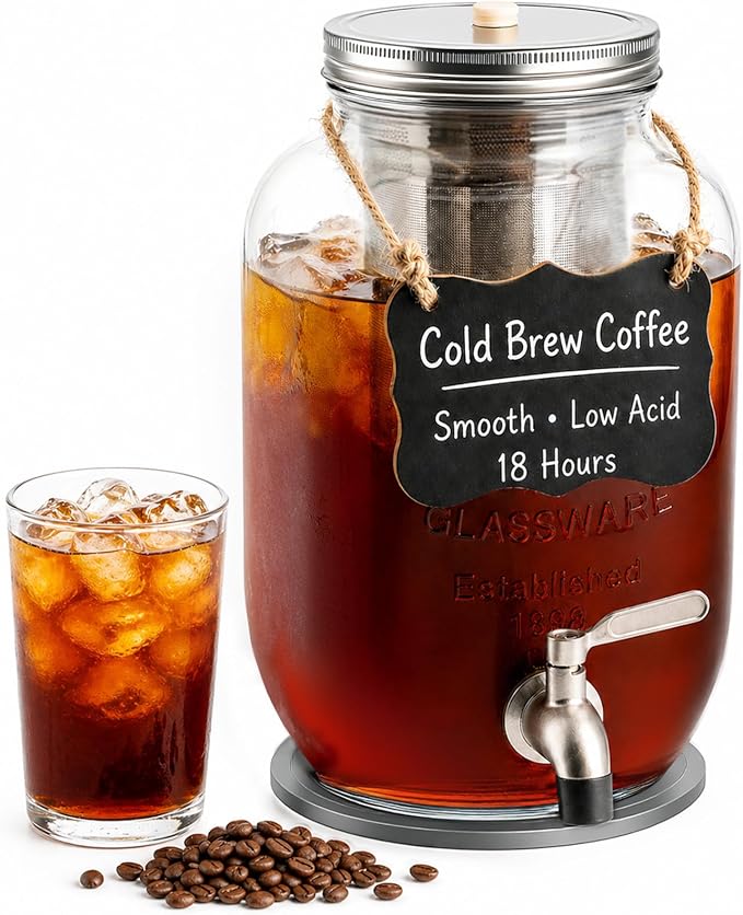 1 Gallon Cold Brew Coffee Maker – Heavy Duty Glass Iced Coffee Maker by VA1KENE