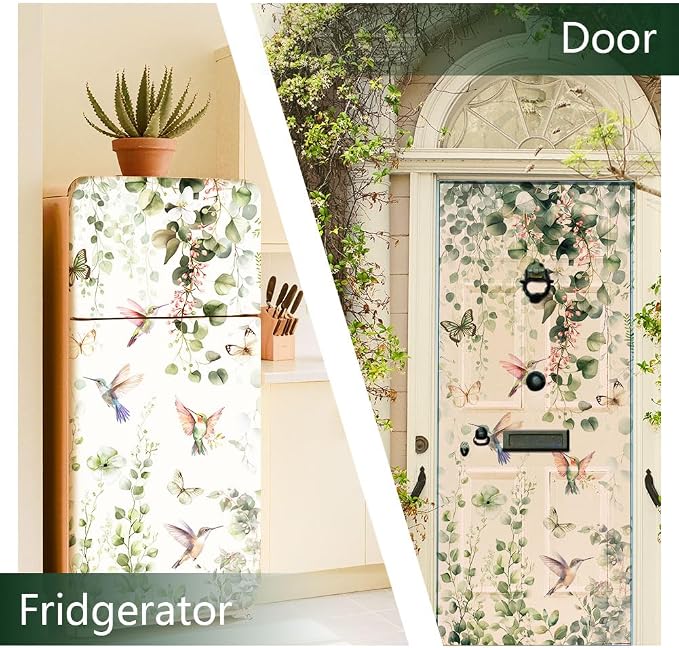 2 Pcs Plant Themed Removable Refrigerator Wraps, Self-Adhesive Fridge Door - Image 4