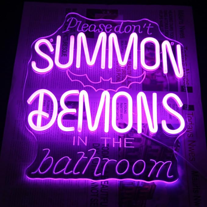 Please Don't Summon Demons in the Bathroom Neon Sign Gothic Wall Art Dimmable - Image 6