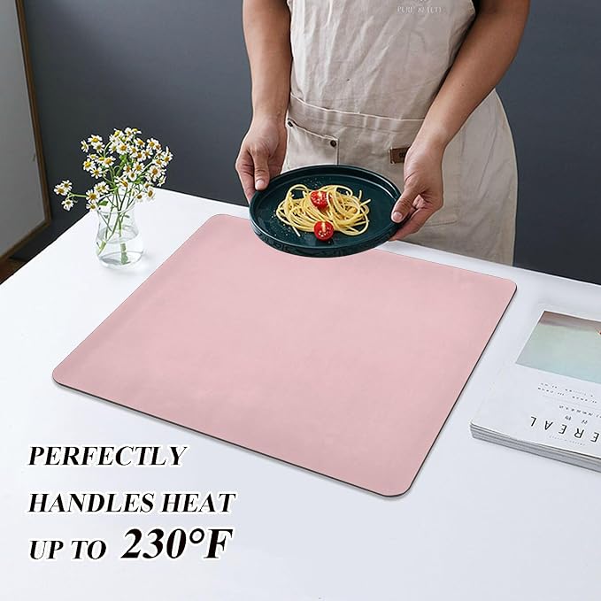 Light Pink Dish Drying Mat for Kitchen Counter No-slip Rubber Bottom Coffee Mat - Image 5