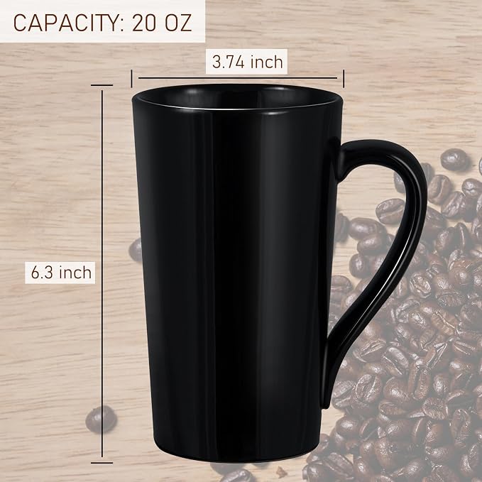 20oz Porcelain Coffee Mugs Set of 2, Large Tall Ceramic Coffee Cups - Image 3